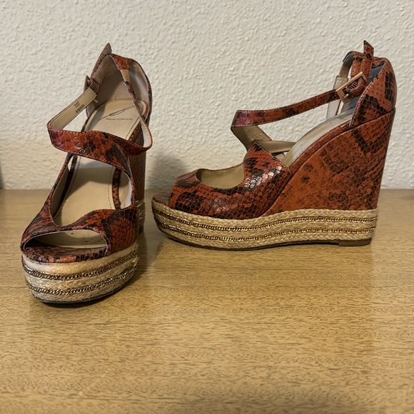 Brian Atwood orange snakeskin espadrilles - Picture 1 of 5